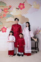 Red/Pink Matching Family Spring Ao Dai Set