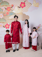 Red/Pink Matching Family Spring Ao Dai Set