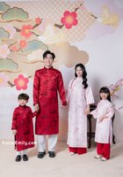 Red/Pink Matching Family Spring Ao Dai Set