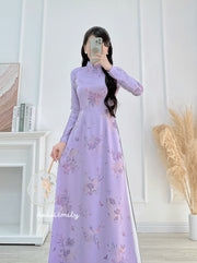 Printed Purple Sparkling Spring flowers pattern