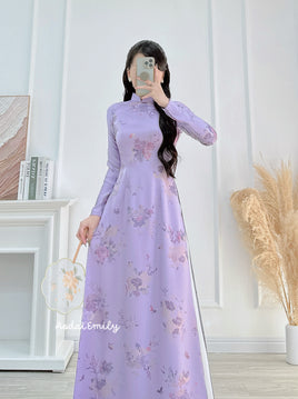 SALEM Printed Purple Sparkling Spring flowers pattern