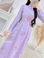 SALEM Printed Purple Sparkling Spring flowers pattern