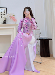 Tradition ao dai with printed flowers pattern | Licorice Root