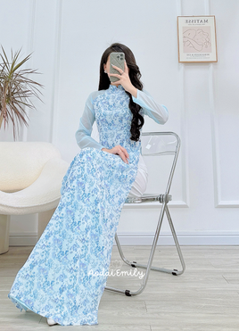 OCEAN Mini flowers Pre-made Ao dai