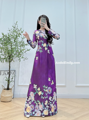 Printed flowers pattern Pre made ao dai