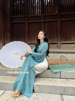 LACEY Blue/ gold traditional áo dài