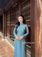 LACEY Blue/ gold traditional áo dài