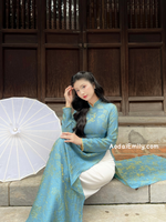 LACEY Blue/ gold traditional áo dài