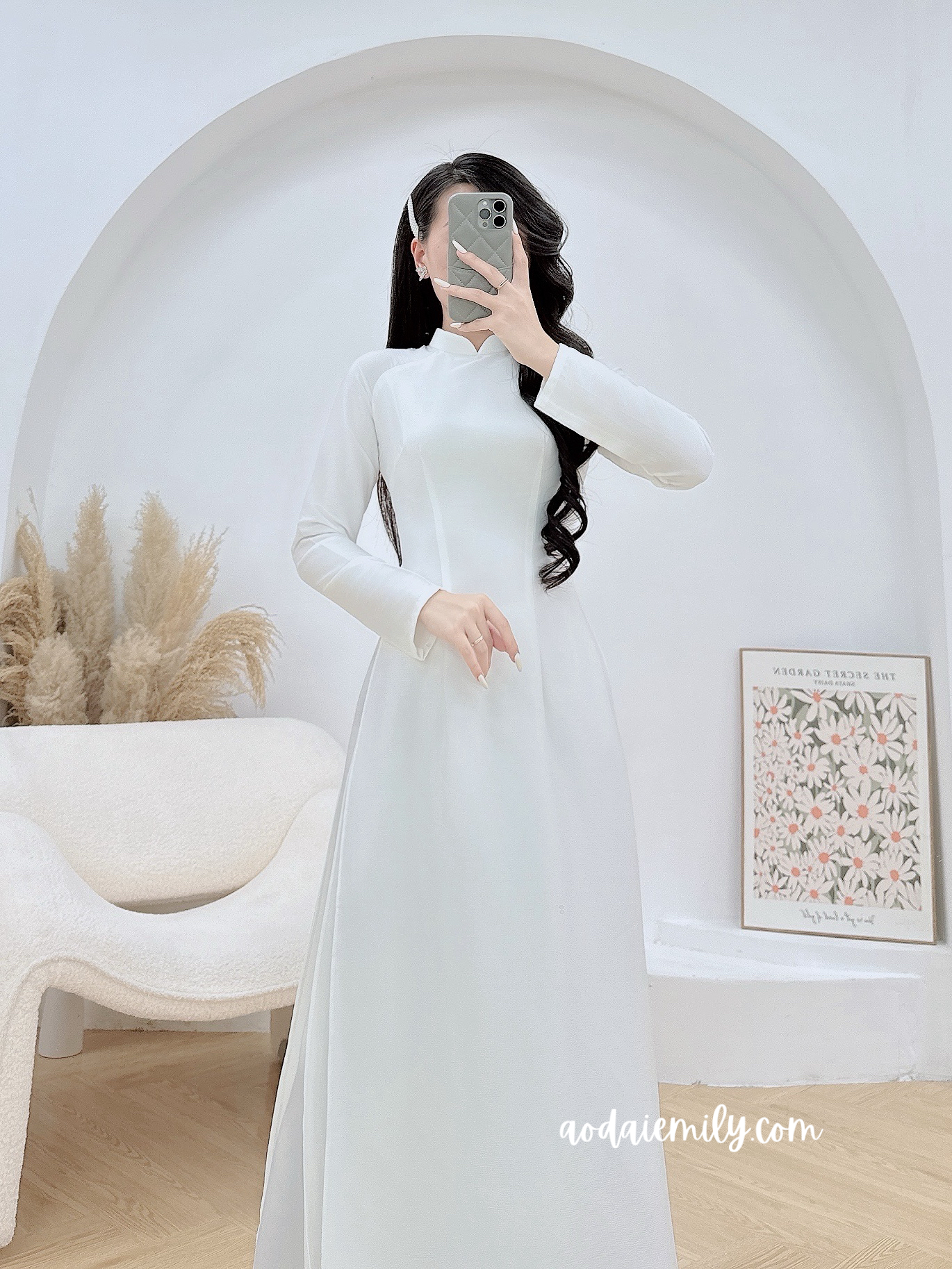 Plain White Double layers Ao Dai