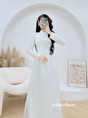 Plain White Double layers Ao Dai