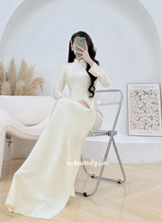 Cream ao dai with pearls
