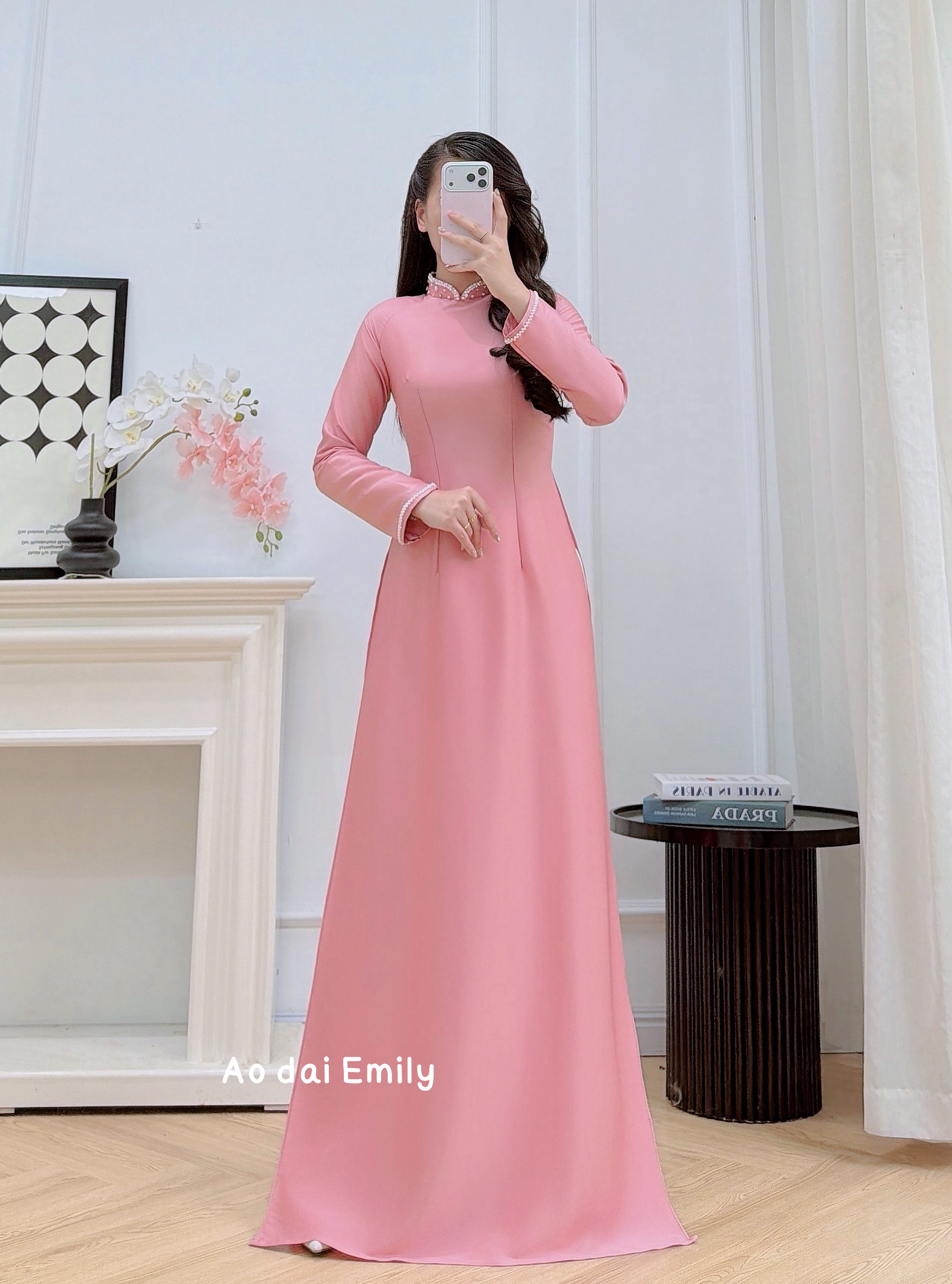 Traditional Ao dai with crystal collar | Peace Lily