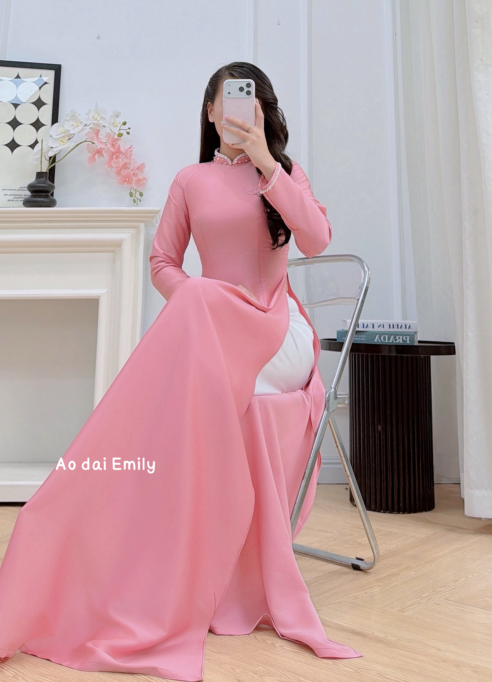 Traditional Ao dai with crystal collar | Peace Lily