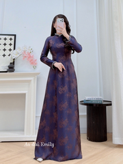 Ao dài gấm with crystals beading collar | Anise Hyssop