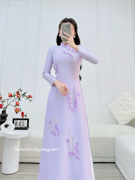 CATHERINE Purple Lily of the valley flowers with crystals