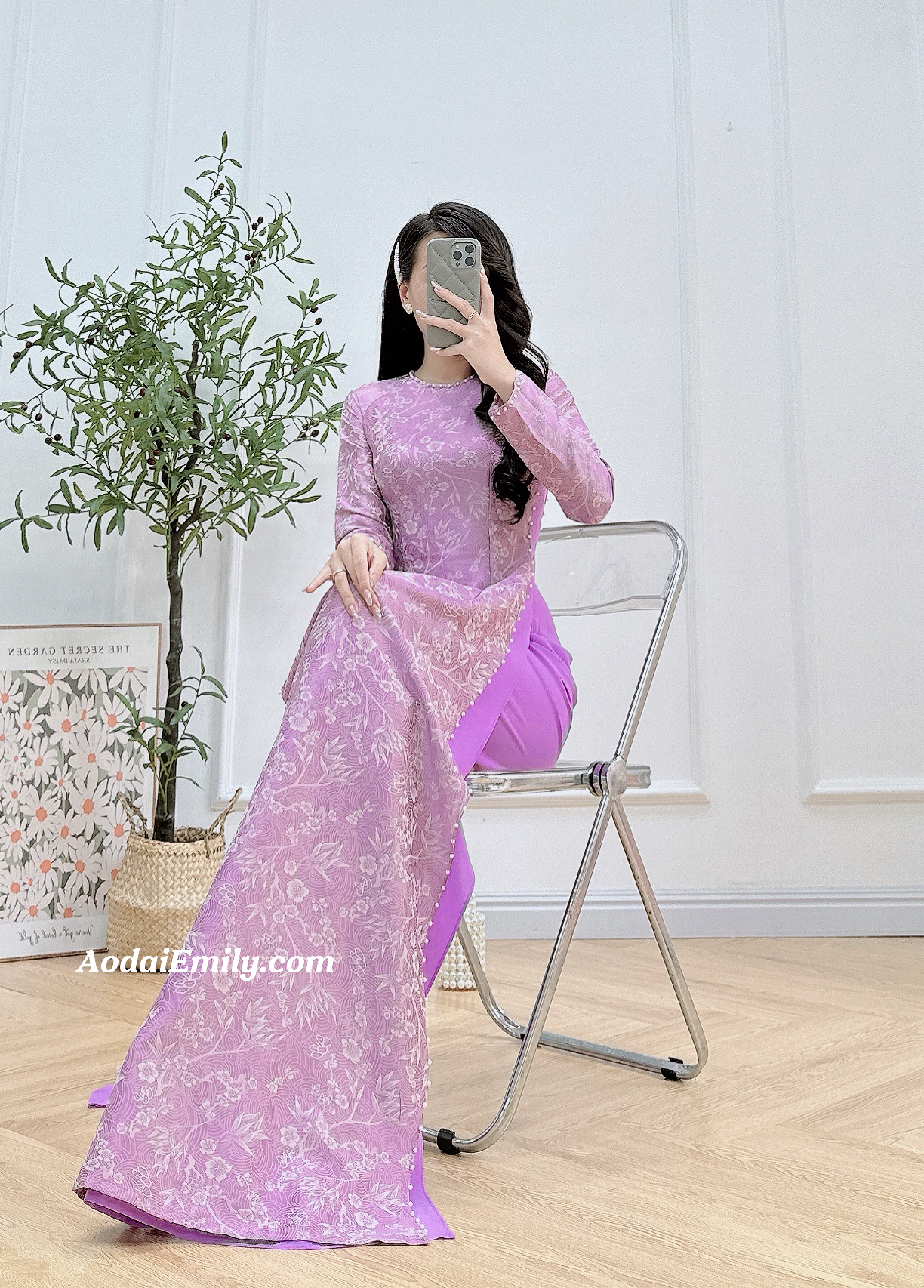 Purple Ao Dai Gấm set