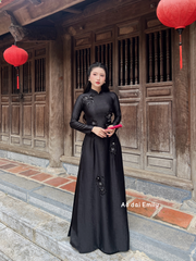 Black 3D flowers with hand beading crystals| Gloxinia