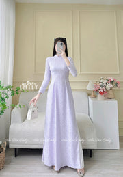 Pastel purple daisy pattern Ao dai