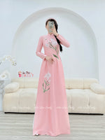 NOOR Pink Lily flowers with hand beading crystals