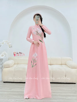 NOOR Pink Lily flowers with hand beading crystals