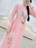 NOOR Pink Lily flowers with hand beading crystals