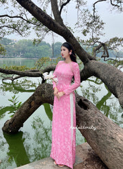 Ao dài gấm hoa Cúc