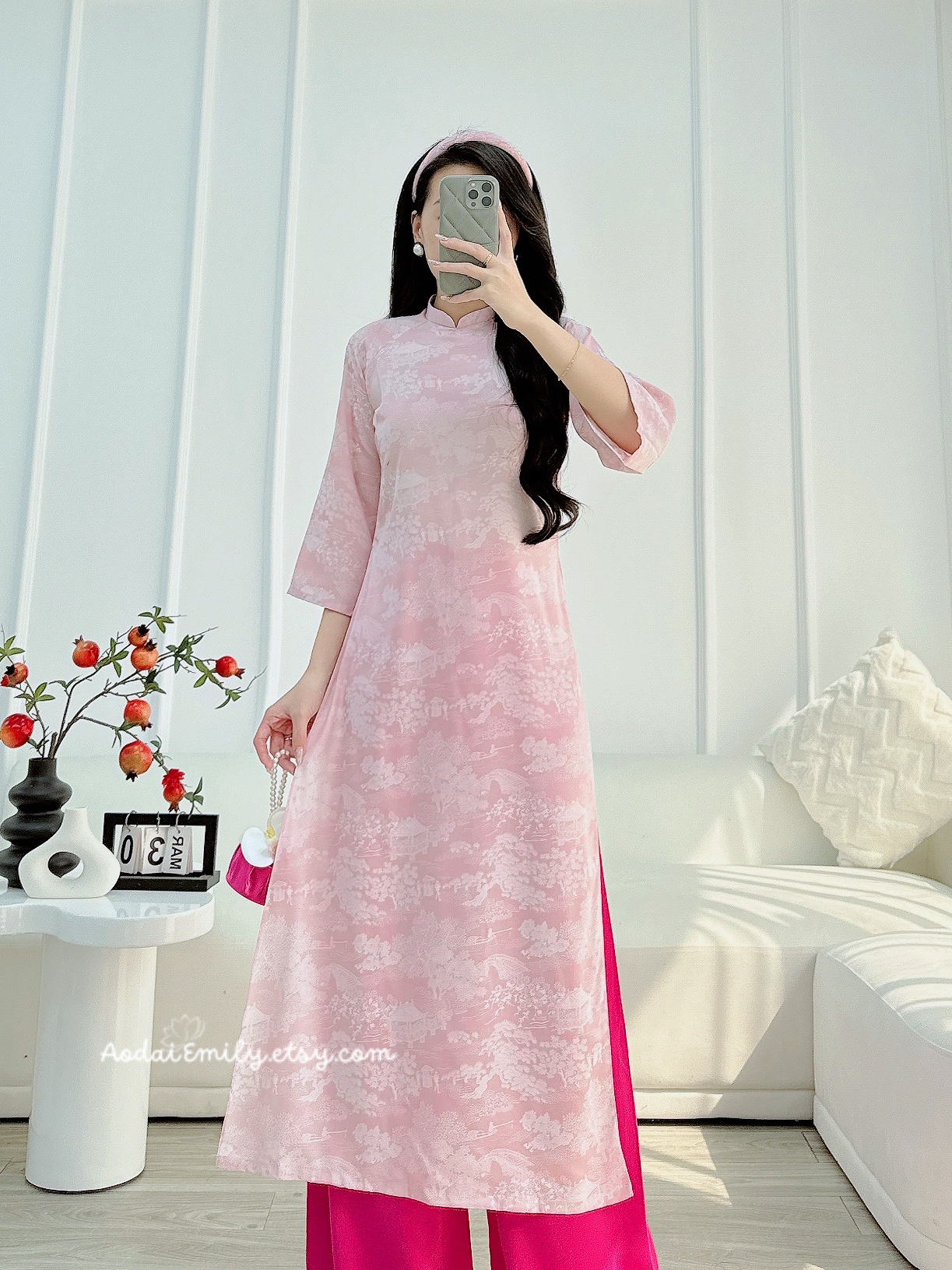 Loosing Pink modern ao dai set