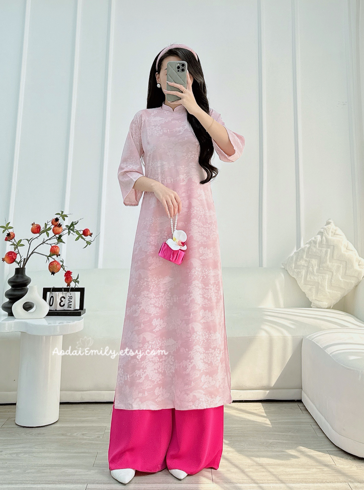 Loosing Pink modern ao dai set