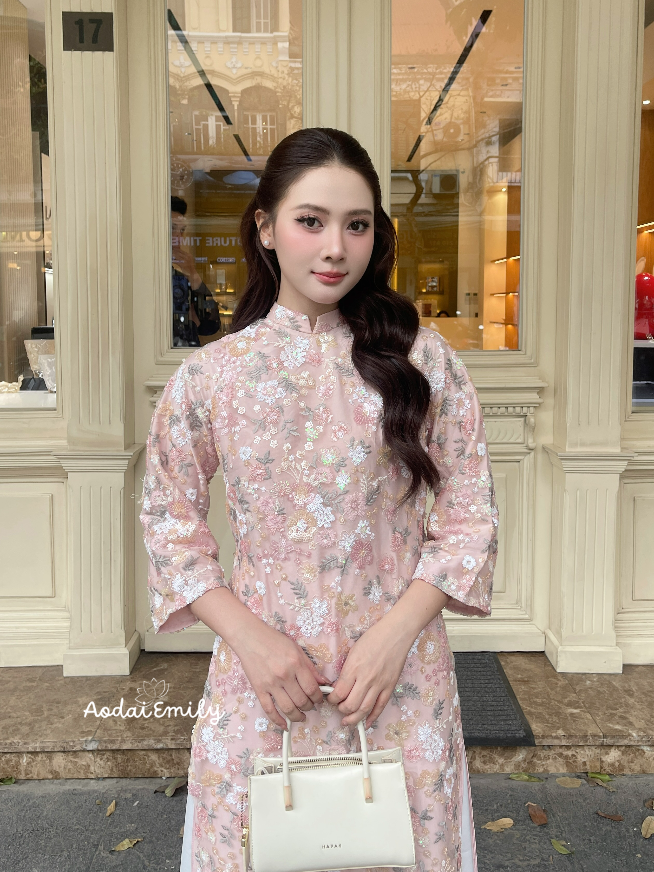 Flowers Sequin Loosing style Ao Dai
