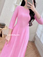 KIRA Plain Pink ao dai with pearls