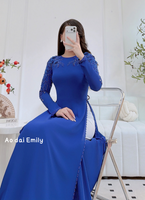 KIMBER Blue ao dai with hand beading crystals and 3D flowers