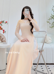 Traditonal ao dai with hand beading crystals and 3D flowers