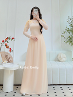 ZORA Traditonal ao dai with hand beading crystals and 3D flowers