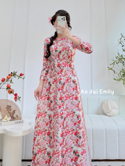 Printed Mini flowers patterns Ao dai