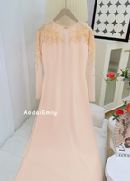 ZORA Traditonal ao dai with hand beading crystals and 3D flowers