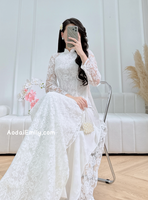FAYE White Lace and silk áo dài