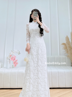 FAYE White Lace and silk áo dài