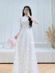 White Lace and silk áo dài| Yellow Toadflax