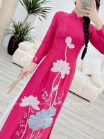 WAVERLY Fuchsia Ao Dai | Hand-Beaded Lotus Embroidery