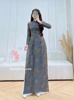 ILA Dark blue/ gold traditional áo dài