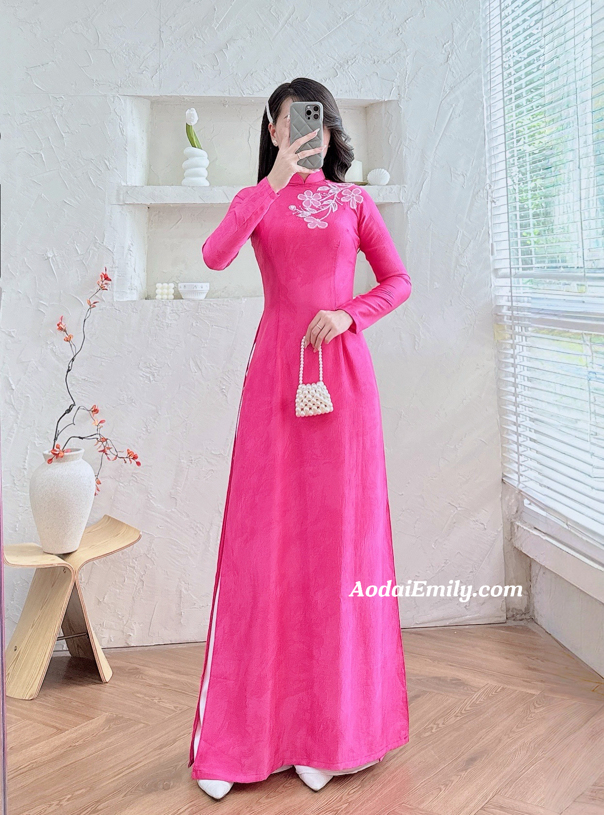 Ao dai with hand beading crystals