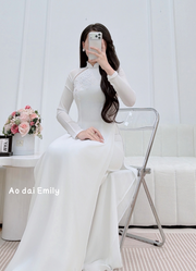 White Ao dai with cut out designed crystals|Cliffbush