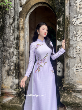 HOLLY Purple purple simple embroidery ao dai |