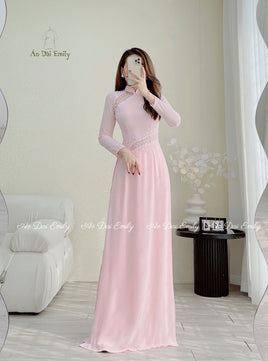 GRACE Cut out ao dai set with designed crystals