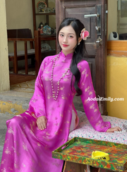 Mulberry silk ao dai with Pearls