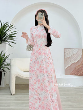 STELLA Rose pattern Pre-made Ao dai