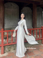 WINNIE White ao dai with crystals collar