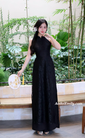 ISABEL Black Sleeveless Lace Pre made ao dai