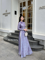 Purple traditional áo dài with design buttons | Bluestar