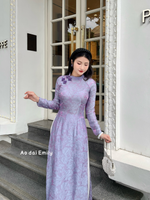 Purple traditional áo dài with design buttons | Bluestar